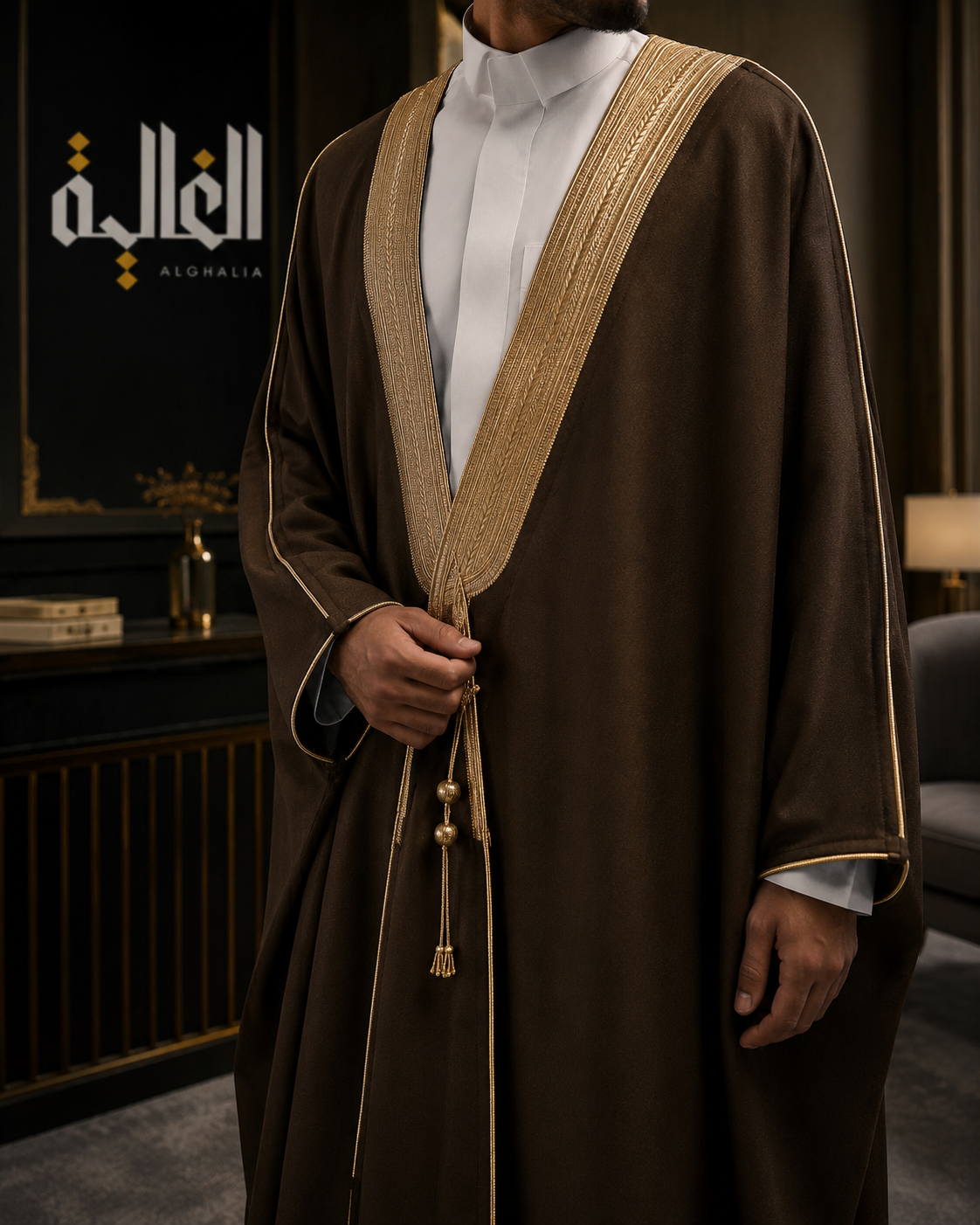 Doroiah Gold-Trimmed Soft Bisht #1