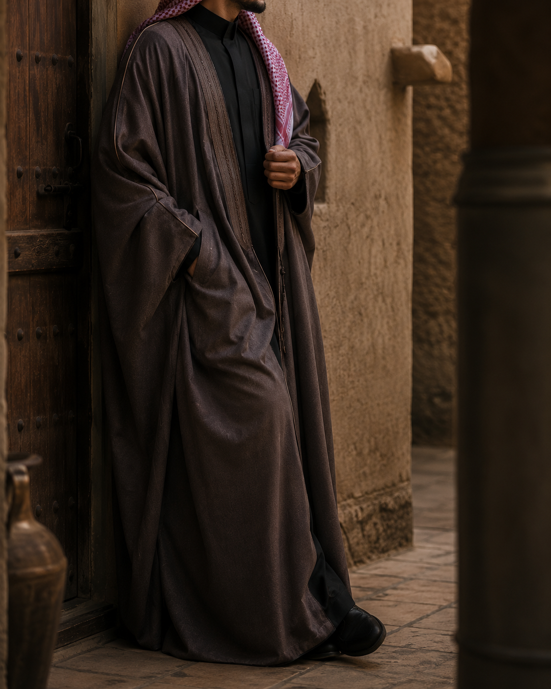Doroiah Gold-Trimmed Soft Bisht #9