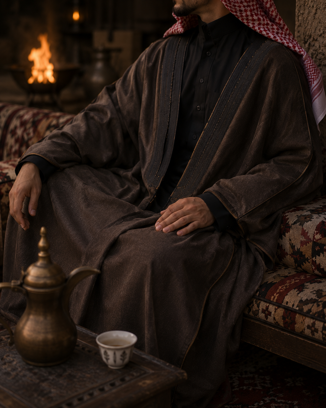 Doroiah Gold-Trimmed Soft Bisht #10